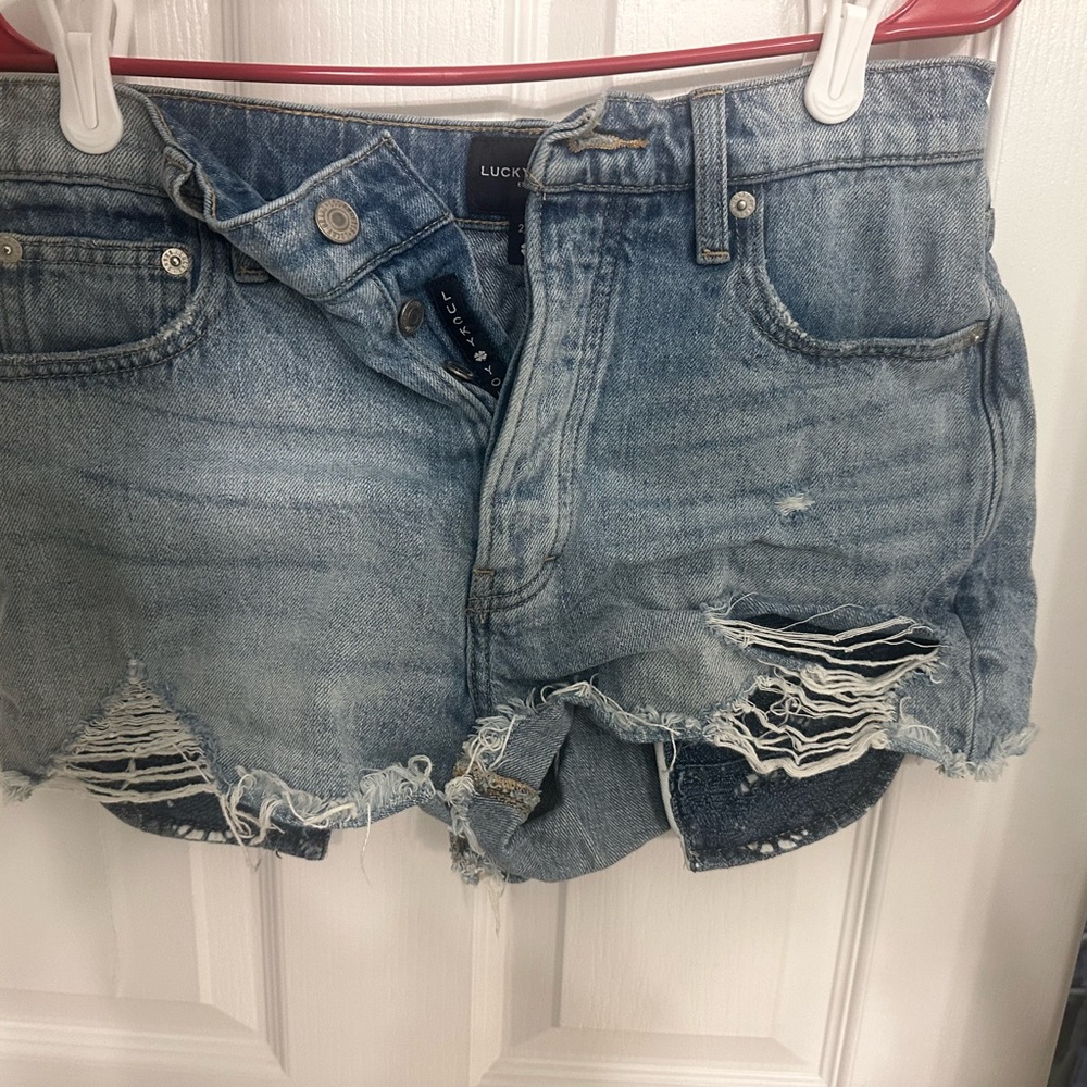 Lucky Brand Light Wash Distressed Denim Cutoff Shorts